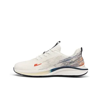 Warrior Cushioning Wear Resistant Low Top Running Shoes Men's White Dark Blue