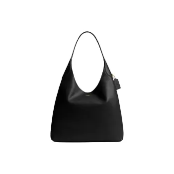 COACH Brooklyn Grain Leather Hobo Bag, Handbag, Shoulder Bag Large Size Women's Brass & Black