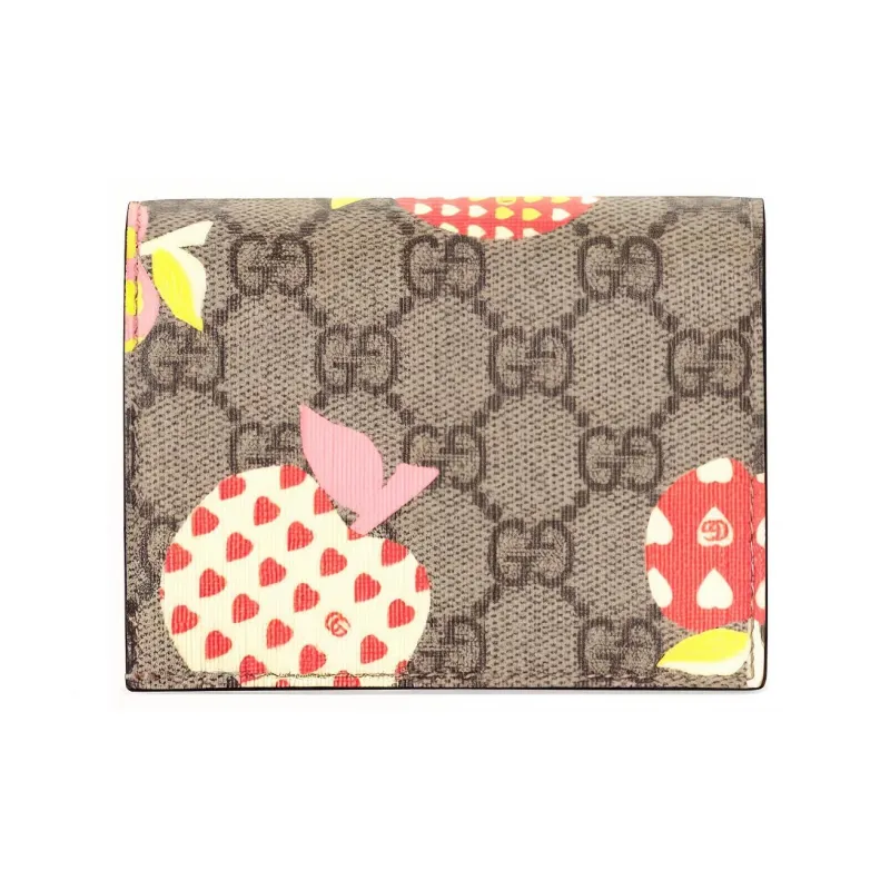 GUCCI Valentine's Day Collection Canvas With Leather Wallet Women's Ebony/White-1