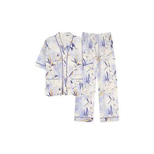 Pretty Lady Pajama Set Women's Blue White Gradient