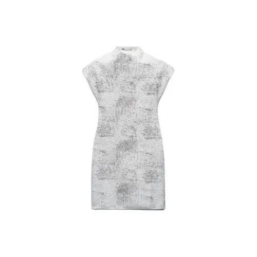 ZARA Short-Sleeved Dresses Women's Silver