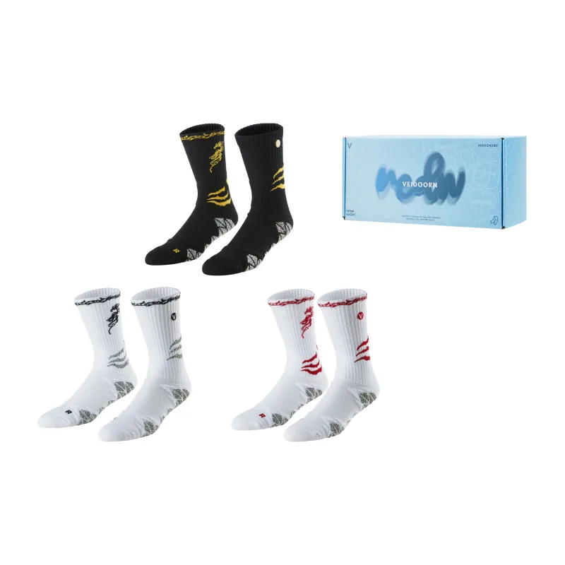 VEIDOORN Year Of The Dragon Series Basketball Socks Unisex Black Gold-12