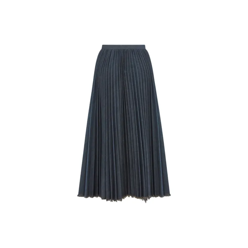 DIOR Mid-Length Pleated Skirt Casual Long Skirts Women's Blue-1