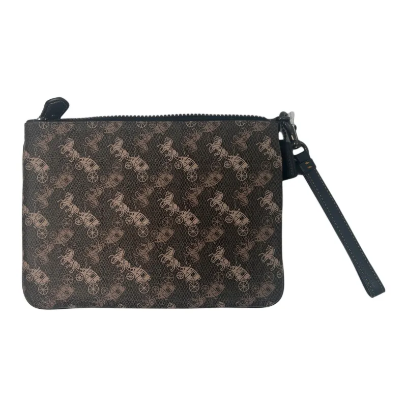 COACH Wristlet Canvas Leather Clutch Large Size Men's Brown-1