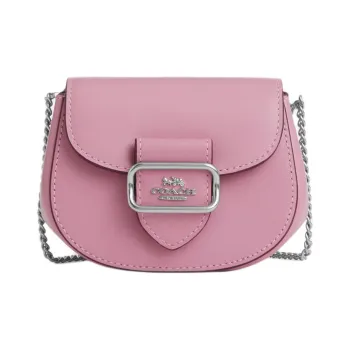 COACH Morgan Calfskin Saddle Bag Shoulder Bag Crossbody Bag Mini Women's Silver & Tulip