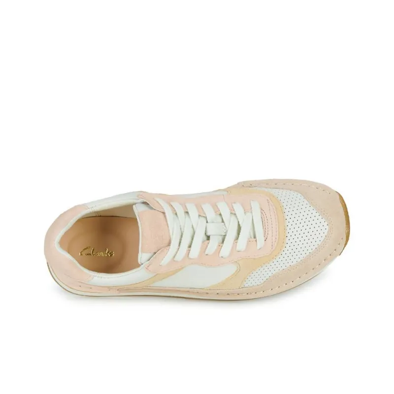 Clarks Low-Top Skateboard Shoes Women's Pink White-3
