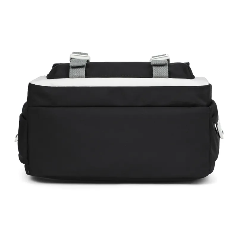 COMELY Nylon Fabric Backpack Tubas Unisex White & Blue/Black-10