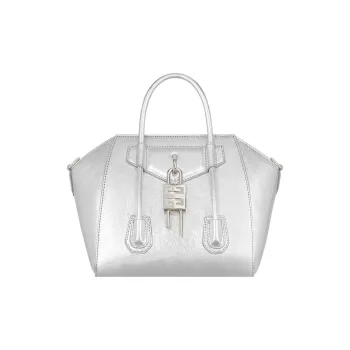 Givenchy Antigona Lock Cow Leather Shoulder Bag, Crossbody Bag, Handbag Mini Women's Silver