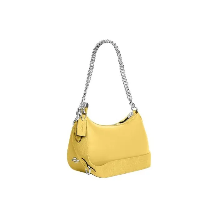 COACH Teri Leather Shoulder Bag Handbag Shoulder Bag Medium Size Women's Vintage Yellow-1