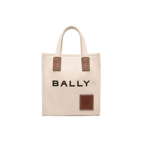 BALLY Cotton Fabric With Leather Trim Tote Bag Shopping Bag Handbag Mini Women's Beige