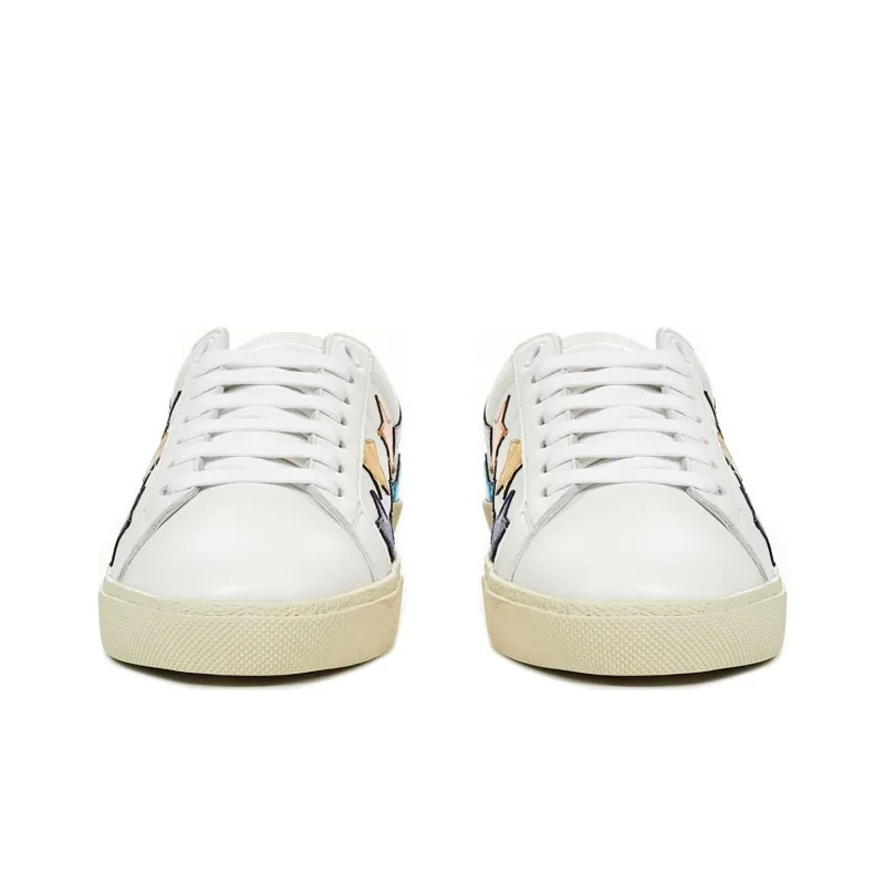 SAINT LAURENT Court Classic Low Top Stylish Skateboarding Shoes Women's White Multicolor-3