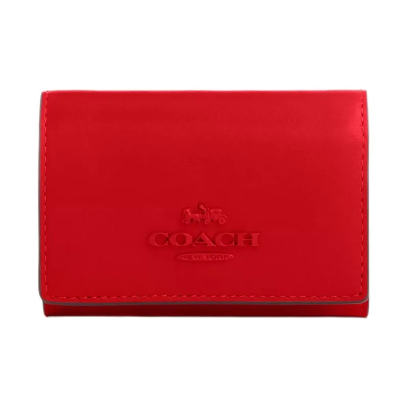 COACH Micro Calfskin Wallet Mini Women's Silver & Bright Beige-0