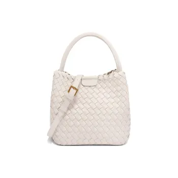 BELLE Cow Leather Handbag Bucket Bag Small Size Women's Solid Color Plain