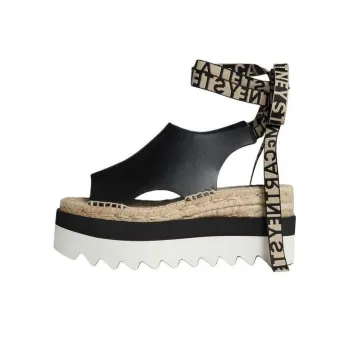 Stella McCartney Gaia Logo Ribbon Ankle Strap Platform Espadrilles Women's