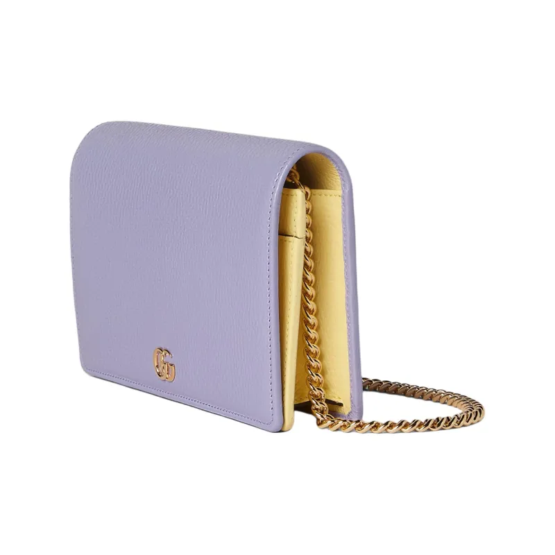GUCCI GG Marmont Leather Shoulder Bag Crossbody Bag Mini Women's Light Purple-1