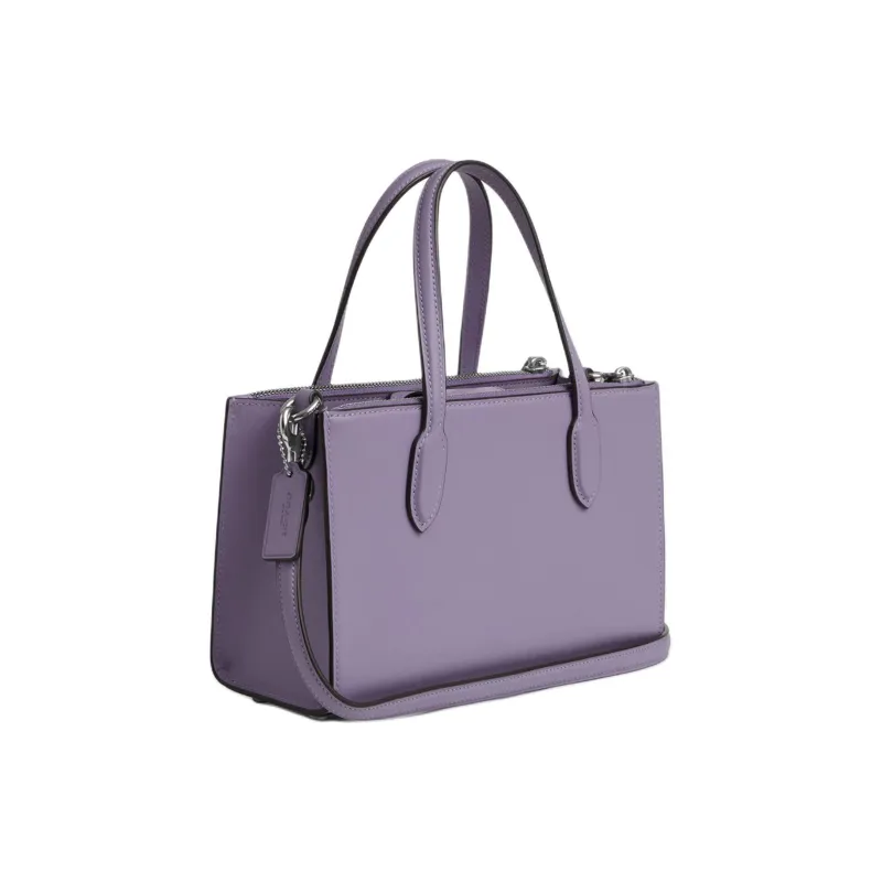 COACH Refined Calfskin Shoulder Bag Crossbody Bag Handbag Medium Size Women's Silver & Light Purple-1