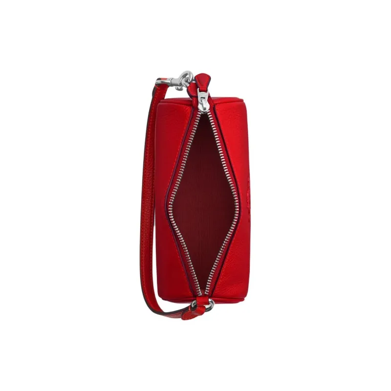 COACH Nolita Leather Handbag, Shoulder Bag Trumpets Women's Silver & Bright Red-2