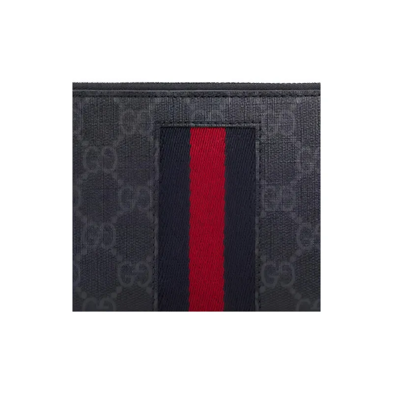 GUCCI Canvas With Leather Wallet Men's Black Gray-4