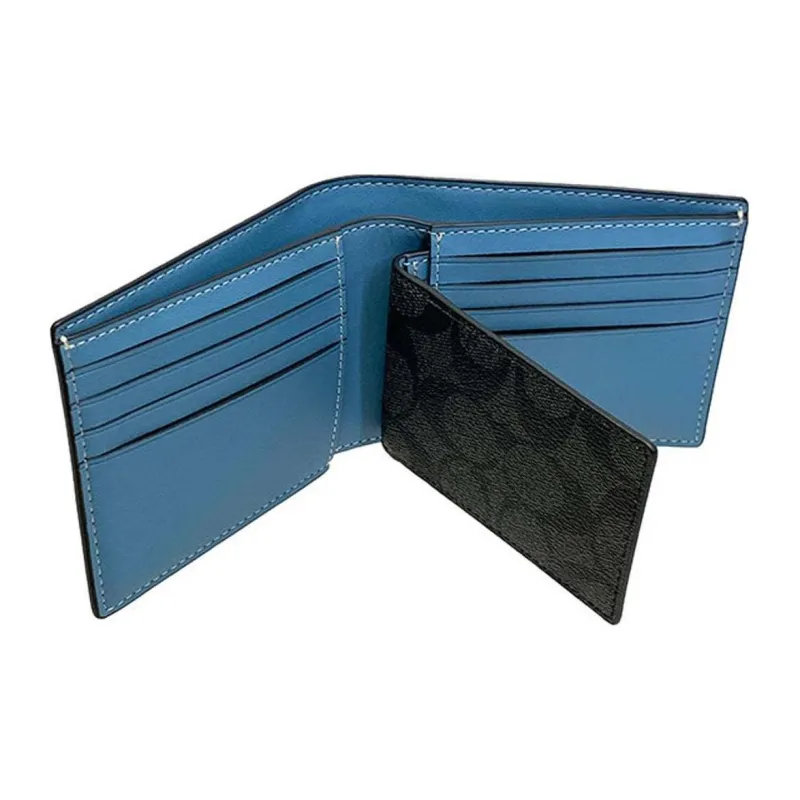 COACH 3 IN 1 Wallet Signature Coated Canvas Card Holder, Wallet Regular Men's Black-2