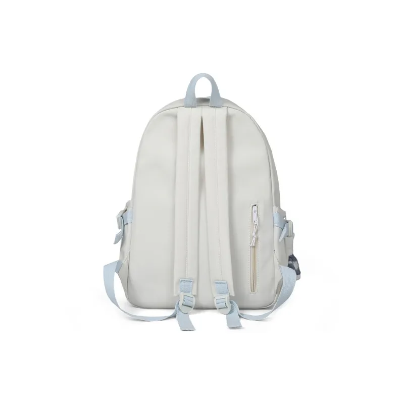 COMELY Nylon Fabric Backpack Tubas Unisex White & Blue/Black-3