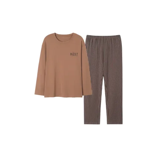 JinShaLa Pajama Set Men's Dark Brown