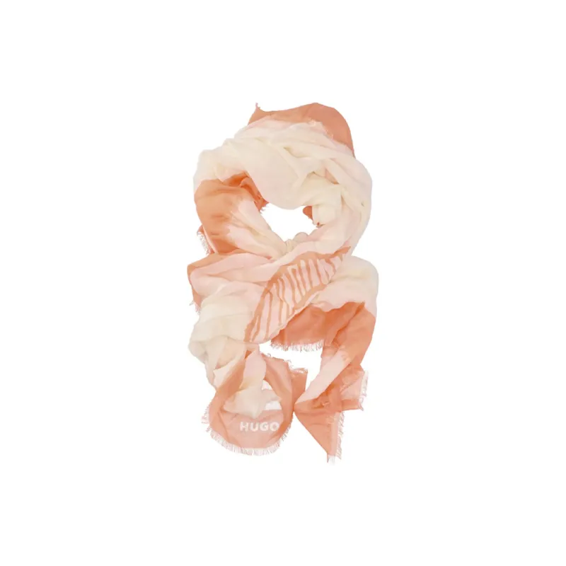HUGO BOSS Silk Scarves Women's Peach Orange/Beige-1