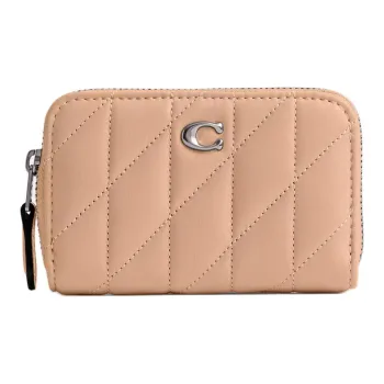 COACH Zip Around Nappa Leather Coin Purses Wallets Mini Women's Light Yellow