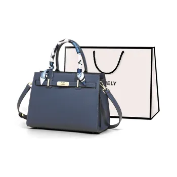 COMELY Cow Leather Patchwork Synthetic Leather Mommy Bag Crossbody Handbag Regular Women's Blue