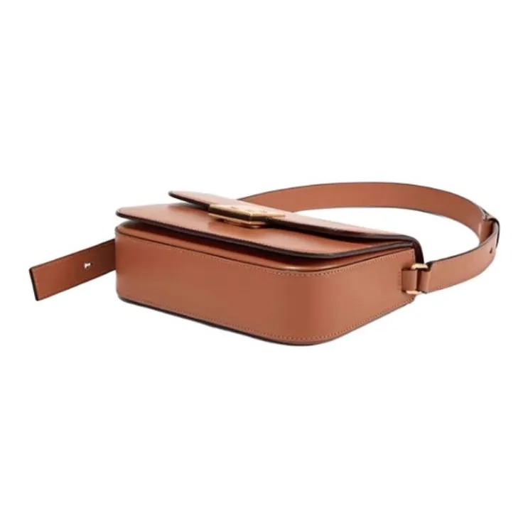 DISSONA Cow Leather Tofu Bag, Small Square Bag, Crossbody Bag, Shoulder Bag Small Size Women's Brown-3