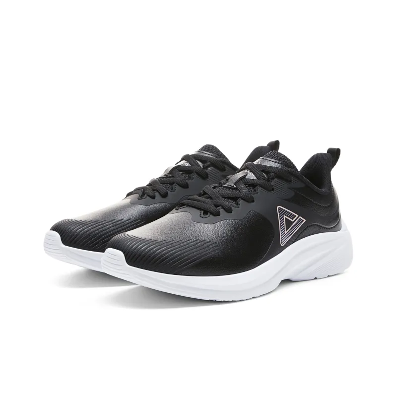 PEAK Running Shoes Women's Low Top Black/All White-2