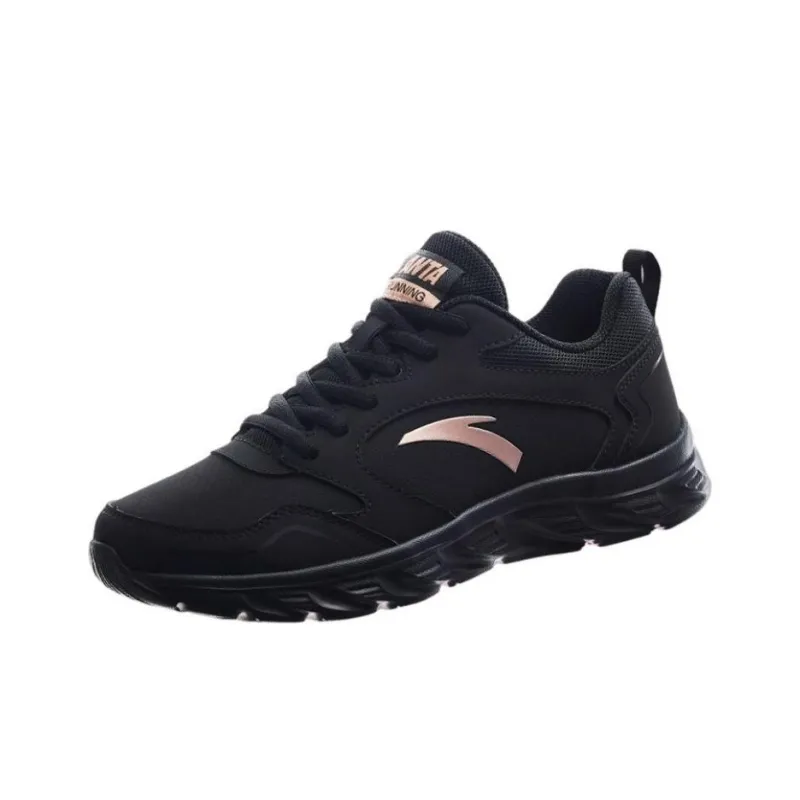 Anta Cushioned Slip Resistant Low Top Running Shoes Women's Black-1