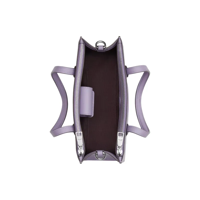 COACH Refined Calfskin Shoulder Bag Crossbody Bag Handbag Medium Size Women's Silver & Light Purple-2