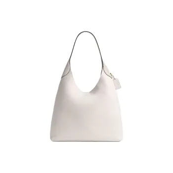 COACH Brooklyn Natural Grain Leather Hobo Bag, Handbag, Shoulder Bag Large Size Women's Brass & Chalk
