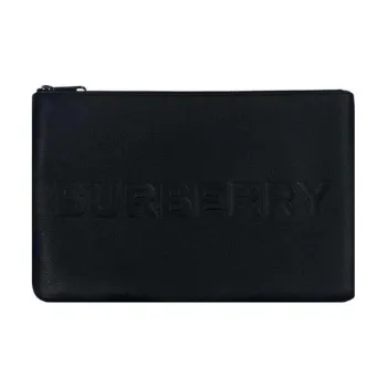 Burberry Embossed Leather Pouch Black