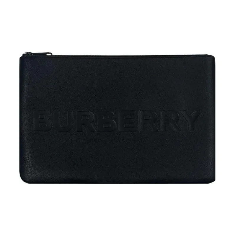 Burberry Embossed Leather Pouch Black-0