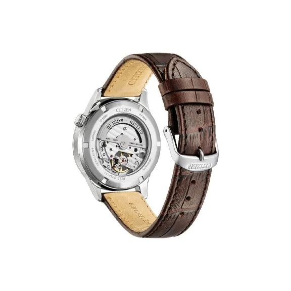 CITIZEN Automatic Mechanical Movement Cowhide Strap Watch Women's Watch White Dial-1