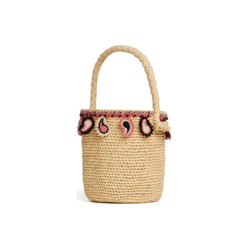 Alanui Paisley appliqué Raffia Basket Bag-1
