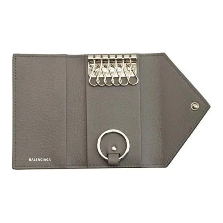Balenciaga Leather Key Pouch Unisex Gray-2
