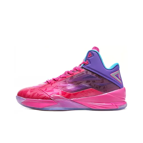 PEAK Cushioning, Slip Resistant, And Breathable Mid Top Basketball Shoes Men's Purple Pink
