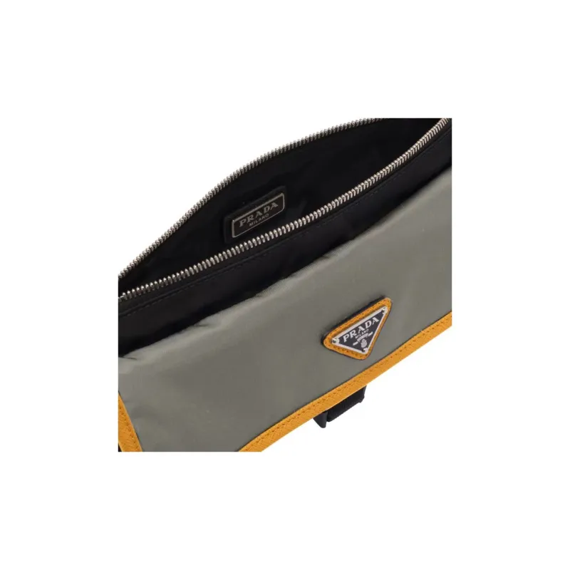 PRADA Nylon Clutch Men's Black/Yellow-2