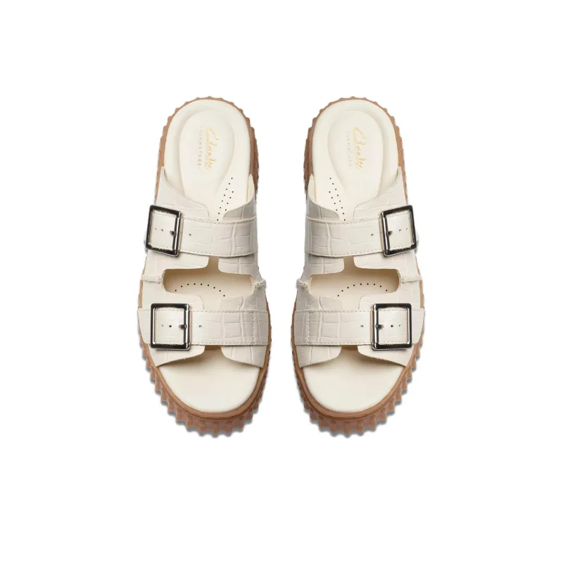 Clarks Slide Slippers Women's White-3