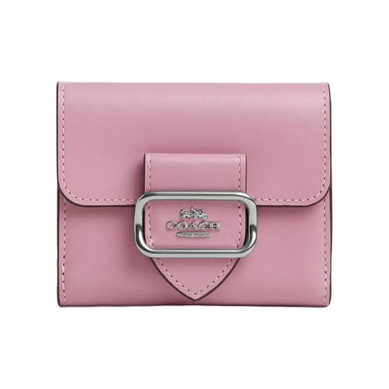 COACH Morgan Premium Calfskin Wallet Mini Women's Silver & Tulip-0
