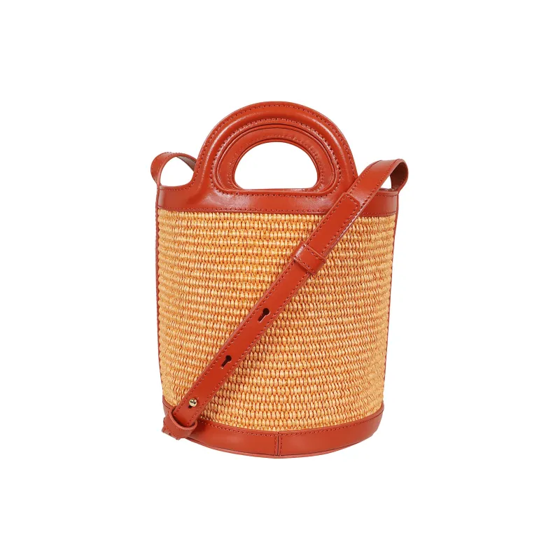 MARNI TROPICALIA Raffia Bucket Bag Handbag Small Size Women's Yellow-2
