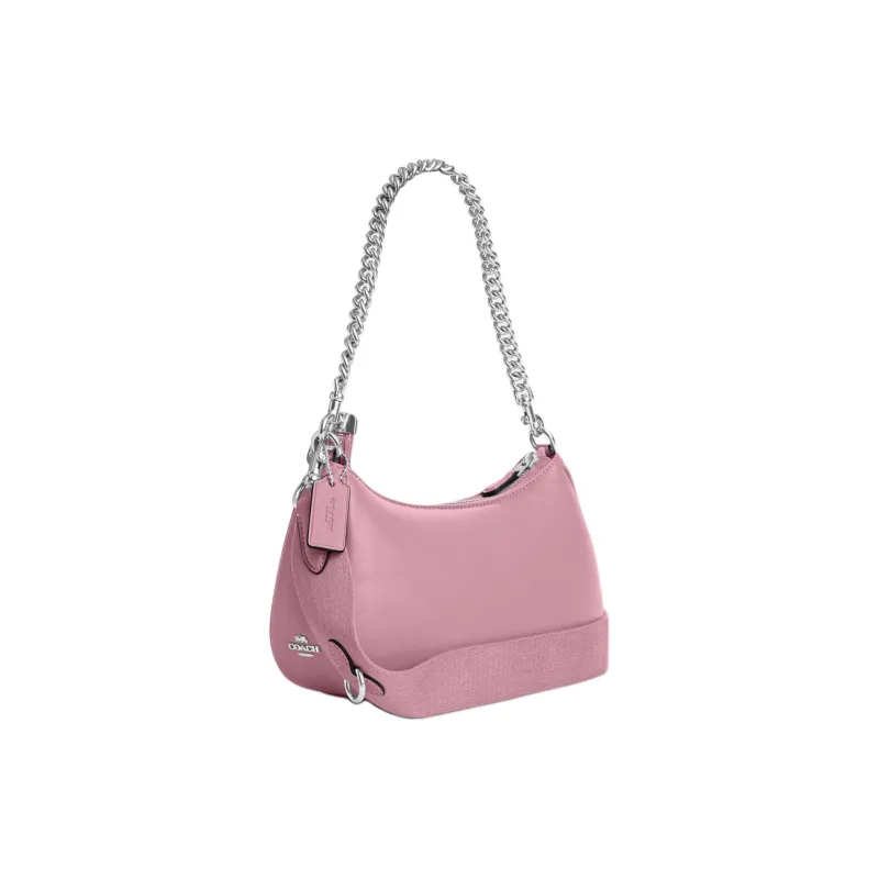 COACH Teri Leather Shoulder Bag, Handbag, Shoulder Bag Medium Size Women's Silver & Pink-1