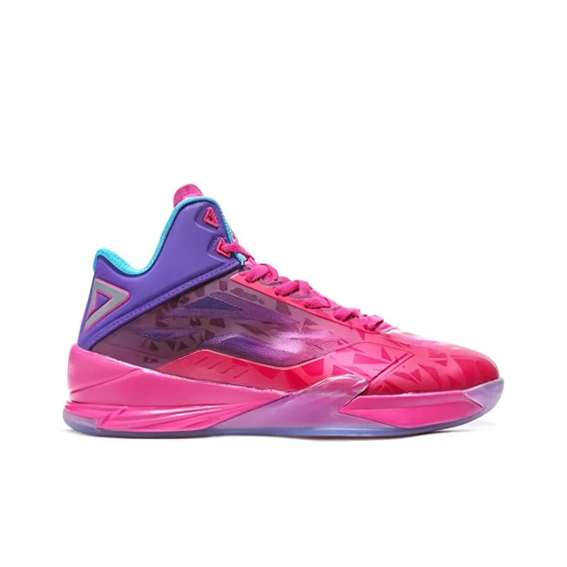 PEAK Cushioning, Slip Resistant, And Breathable Mid Top Basketball Shoes Men's Purple Pink-1