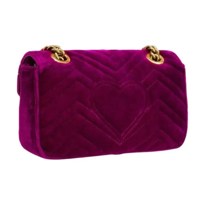 GUCCI GG Marmont Velvet Crossbody Bag, Shoulder Bag Women's Dark Purple-2