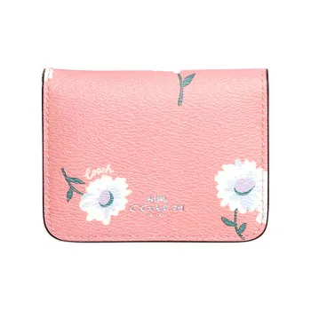 COACH Leather Card Holder Wallet Women's Pink