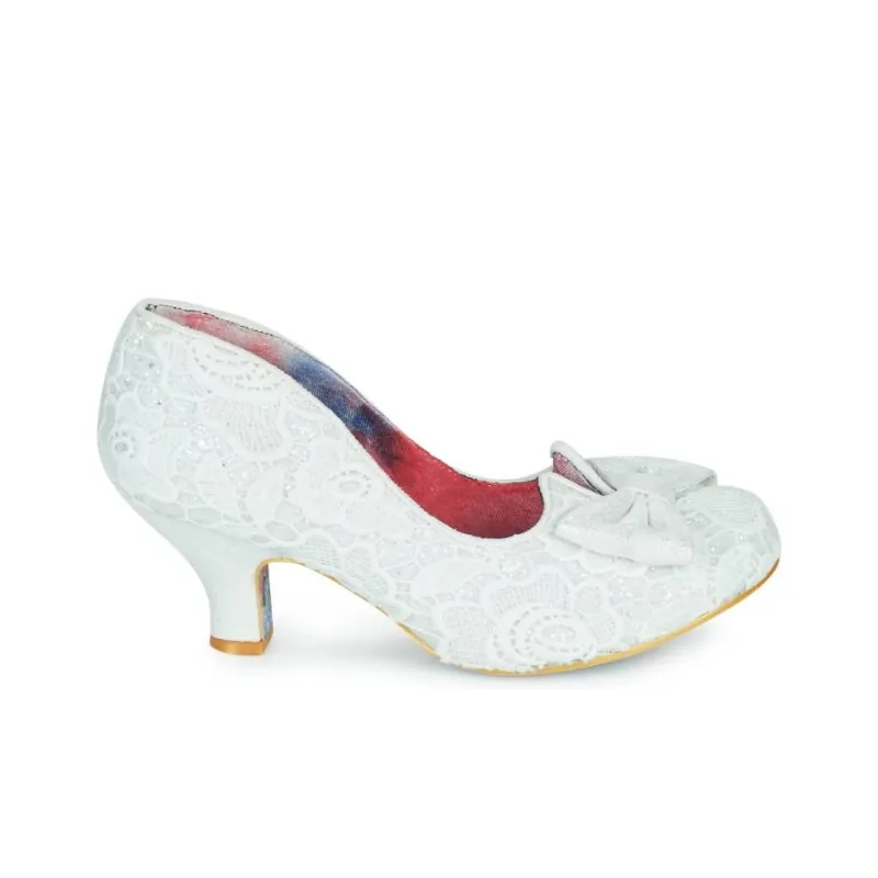 IRREGULAR CHOICE Dazzle Razzle Chunky Heel High Heels 6cm Women's White-8