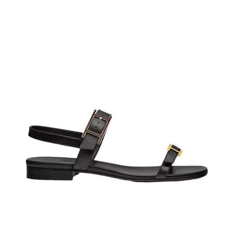 HERMES Cristal Strap Sandals Women's Black-1