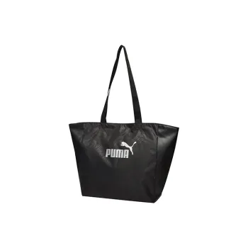 PUMA Artificial Leather With Textile Tote Bag, Shopping Bag, Sports Bag, One Shoulder Handbag Tubas Women's Black